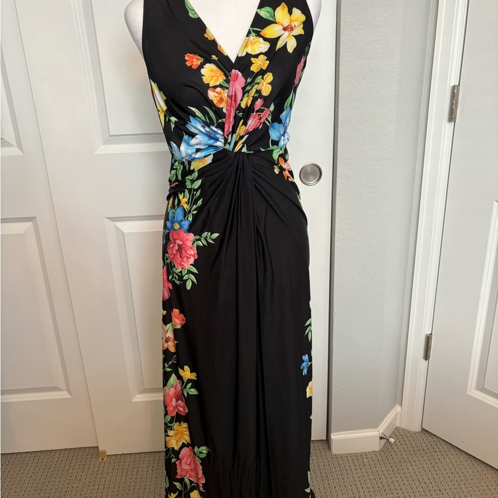 VENUS Yellow and Blue Asymmetrical Ruched Maxi Dress